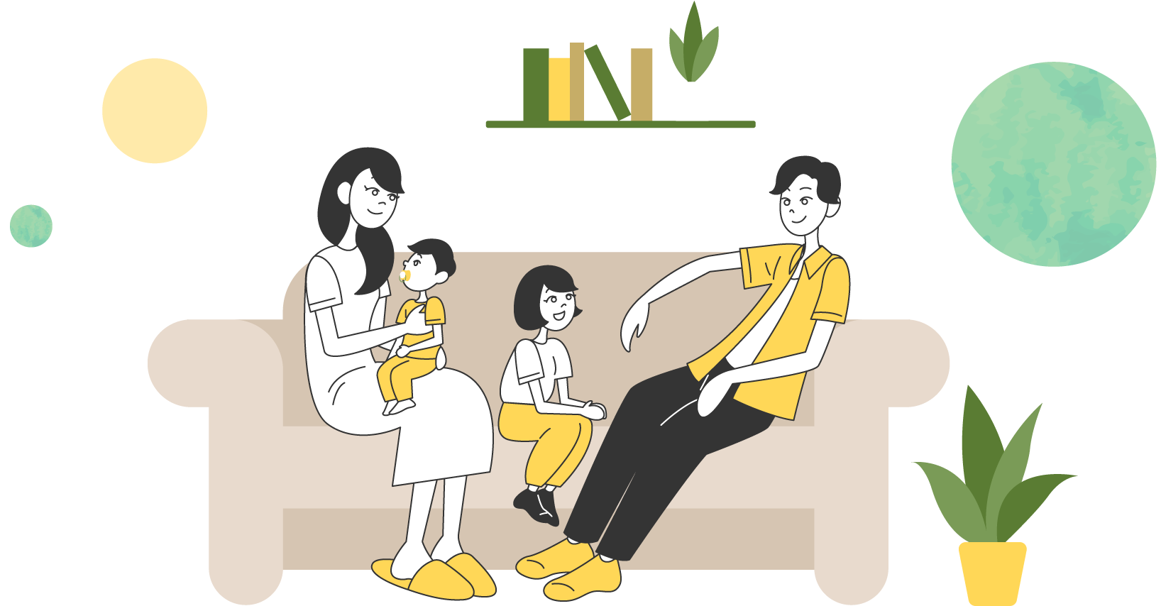 イラスト：家族団欒の様子